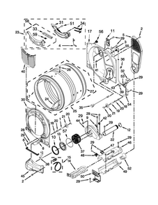 Bulkhead Parts Diagram and Parts List for MED9000YW2  Maytag Dryer