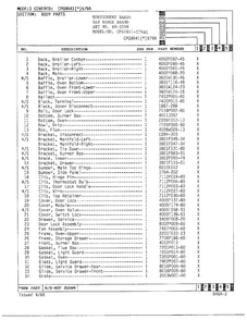 Gas Range Body Parts Page 2 Diagram and Parts List for 68-2598  Hardwick Range