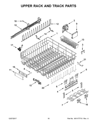 Upper Rack And Track Parts Diagram and Parts List for JDTSS246GS0  Maytag Dishwasher