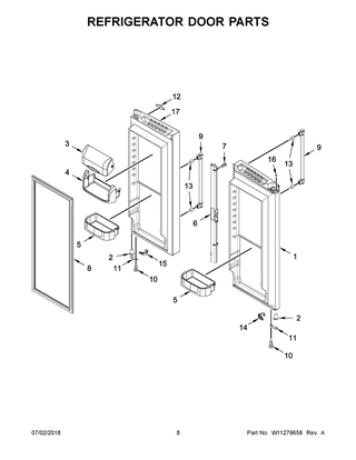 Refrigerator Door Parts Diagram and Parts List for MFF2558FEZ02  Maytag Refrigerator