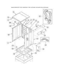Cabinet/exhaust Duct/base-stacked Diagram and Parts List for ADE30RGS171TW01  Speed Queen Dryer