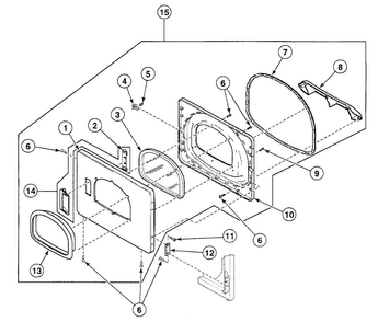 Door Assy Diagram and Parts List for SSEZ17WF1500  Speed Queen Dryer