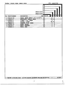 Fresh Food Inner Door Page 2 Diagram and Parts List for 621260  Admiral Refrigerator