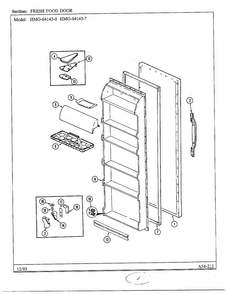 Fresh Food Door Diagram and Parts List for 64143-0  Admiral Refrigerator