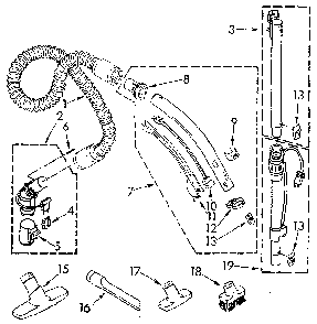Hose And Attachment Diagram and Parts List for 1162041080  Kenmore Canister Vacuum