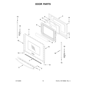 Door Parts Diagram and Parts List for CRGW3487RB0  Crosley Range