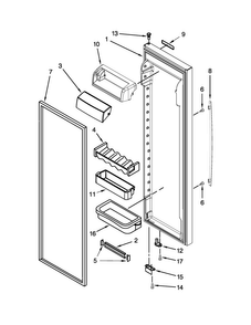Refrigerator Door Parts Diagram and Parts List for JCD2395WES01  Jenn-Air Refrigerator