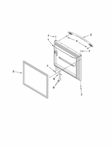 Freezer Door Parts Diagram and Parts List for GB2526PEKW3  Amana Refrigerator