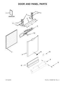 Door And Panel Parts Diagram and Parts List for MDB7949SDE3  Maytag Dishwasher