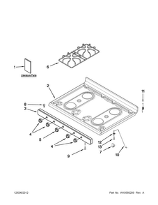 Cooktop Parts Diagram and Parts List for CGR3300XDW0  Magic Chef Range