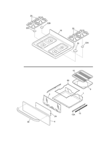 Top/drawer Diagram and Parts List for CRG3150LSB  Crosley Range