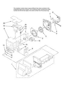 Motor And Ice Container Parts Diagram and Parts List for MFI2568AEB13  Maytag Refrigerator