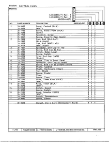 Control Panel Page 2 Diagram and Parts List for 6544A  Norge Washer