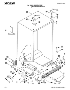 Cabinet Parts Diagram and Parts List for MSD2274VEM02  Maytag Refrigerator