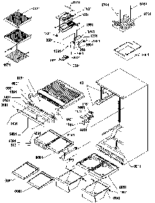 Interior Cabinet And Drain Block Assembly Diagram and Parts List for TR525SL-P1182804WL  Amana Refrigerator