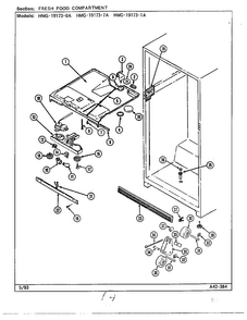 Fresh Food Compartment Diagram and Parts List for 19173-0A  Admiral Refrigerator