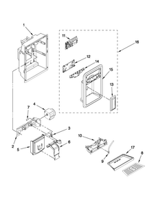 Dispenser Front Parts Diagram and Parts List for MSD2574VEM12  Maytag Refrigerator