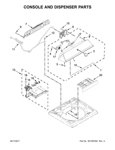 Console And Dispenser Parts Diagram and Parts List for 7MMVWB855EC1  Maytag Washer