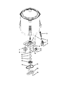 Gearcase, Motor And Pump Parts Diagram and Parts List for 4KMVWC300BW0  Maytag Washer
