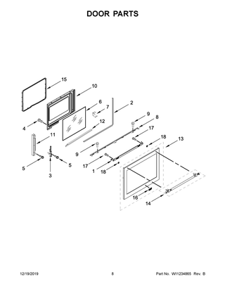 Door Parts Diagram and Parts List for MER8800FZ2  Maytag Range