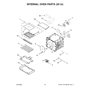 Internal Oven Parts (30 In) Diagram and Parts List for JPIGC748RL00  Jenn-Air Range