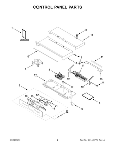 Control Panel Parts Diagram and Parts List for JJW2430IM01  Maytag Range