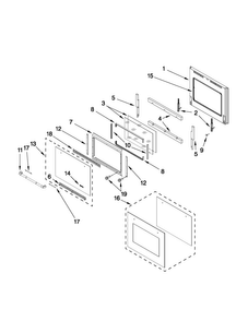 Oven Door Parts Diagram and Parts List for JJW3430WP01  Jenn-Air Wall Oven