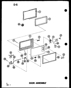 Door Assembly Diagram and Parts List for RC-14S P73824-7M Amana Microwave