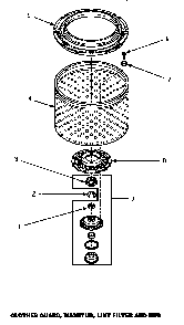 Clothes Guard, Washtub, Lint Filter & Hub Diagram and Parts List for CW8403W-P1163311WW  Crosley Washer