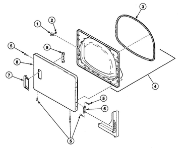 Door Assy Diagram and Parts List for SSE507QF1500  Speed Queen Dryer