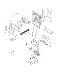 Dispenser Front Parts Diagram and Parts List for MFT2771WEM2  Maytag Refrigerator