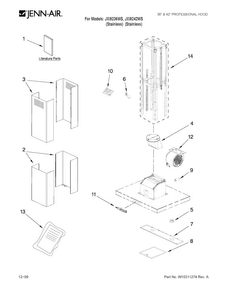 Hood Parts Diagram and Parts List for JXI8242WS  Jenn-Air Range Hood