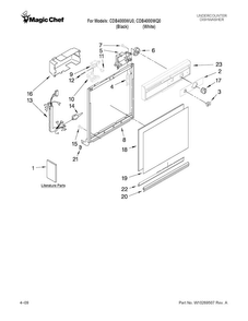 Frame And Console Parts Diagram and Parts List for CDB4000WQ0  Magic Chef Dishwasher