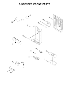 Dispenser Front Parts Diagram and Parts List for JFFCC72EFS00  Jenn-Air Refrigerator