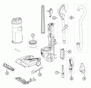 Diagram Diagram and Parts List for UH74100  Hoover Upright Vacuum