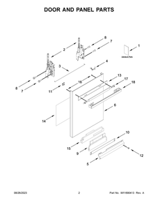 Door And Panel Parts Diagram and Parts List for JDPSS244PM0  Jenn-Air Dishwasher