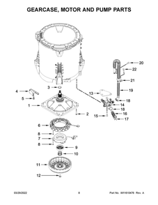 Gearcase, Motor And Pump Parts Diagram and Parts List for MVW7230HC1  Maytag Washer