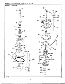 Transmission & Related Parts Diagram and Parts List for 6643A REV D Norge Washer