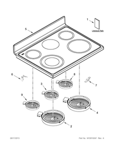 Cooktop Parts Diagram and Parts List for MET8776BS00  Maytag Range