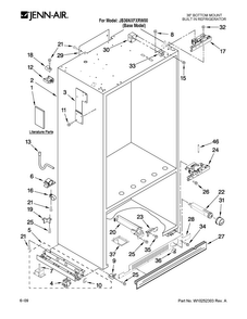 Cabinet Parts Diagram and Parts List for JB36NXFXRW00  Jenn-Air Refrigerator