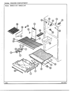 Freezer Compartment Diagram and Parts List for 211340  Admiral Refrigerator