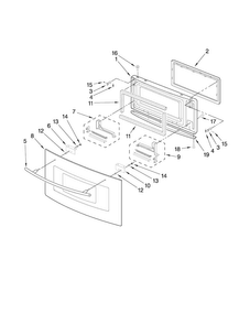 Microwave Door Parts Diagram and Parts List for JMW9530DAB29  Jenn-Air Microwave Oven Combo
