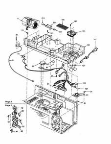 Blower Motor/air Duct/latch Diagram and Parts List for MVH250L-P1323205M  Amana Microwave