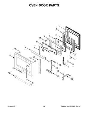 07 - Oven Door Parts Diagram and Parts List for JLRP436WP01  Jenn-Air Range