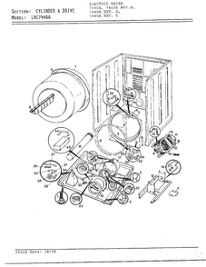 Cylinder And Drive Diagram and Parts List for 7440A REV B Norge Dryer