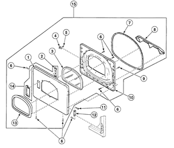 Door Assy Diagram and Parts List for SSG619LF  Speed Queen Dryer