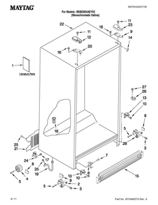Cabinet Parts Diagram and Parts List for MSB2554AEY02  Maytag Refrigerator