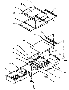 Refrigerator Shelving And Drawers Diagram and Parts List for SXD25A-P1162436W  Amana Refrigerator