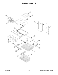 Shelf Parts Diagram and Parts List for ABB2224BRW05  Amana Refrigerator