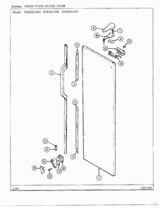 Fresh Food Outer Door Diagram and Parts List for 621841  Admiral Refrigerator
